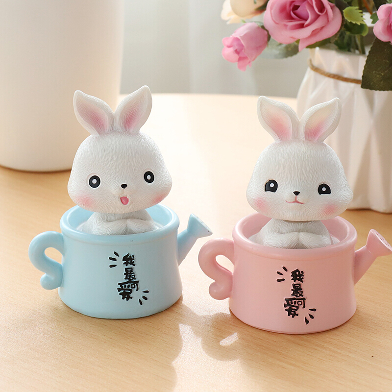 茶壶摇头小兔子装饰品汽车摆件（颜色随机）