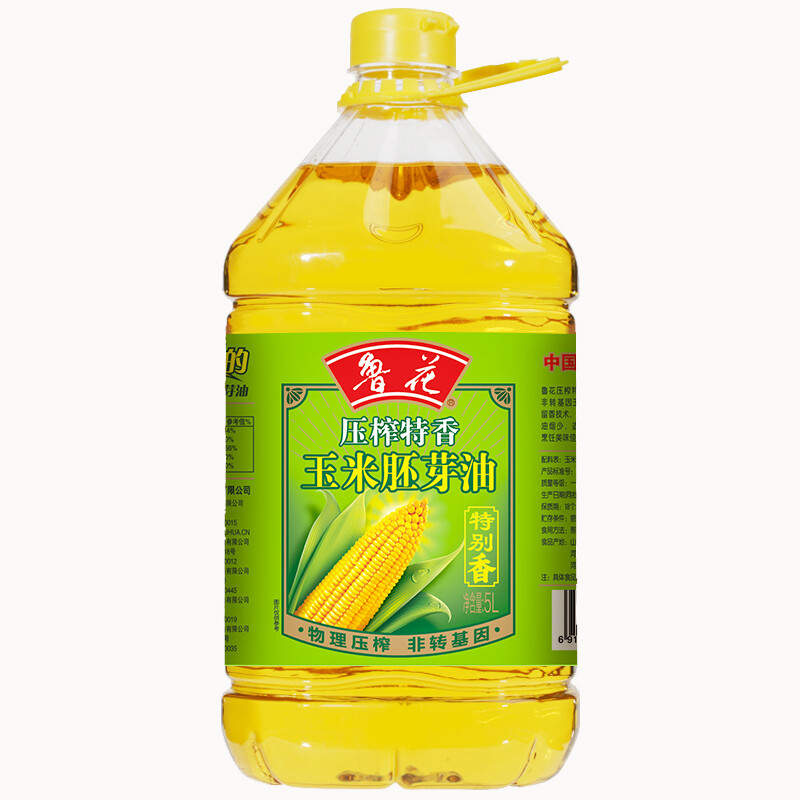 鲁花 食用油压榨特香玉米胚芽油5L