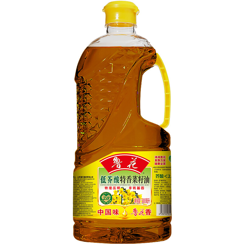 鲁花 食用油低芥酸特香菜籽油900ml 物理压榨